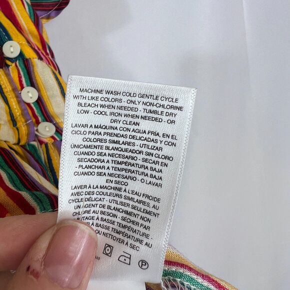 Jessica Simpson Rainbow Striped Flutter Sleeve Peplum Vneck Top Size Small - Picture 7 of 8